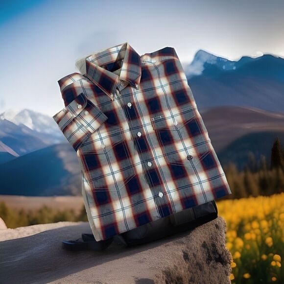 Roper Western Shirt‎ Mens Size M Button Down Plaid Cowboy Rodeo Pockets - Picture 1 of 7